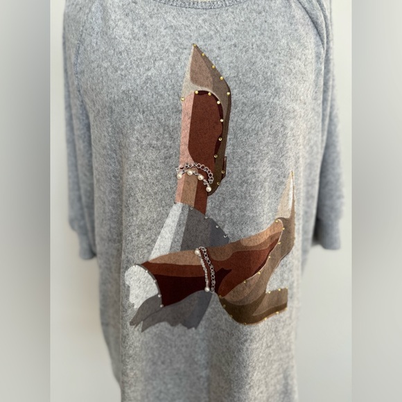 NWT! Love & Lace Womens Gray Large sweater Top Super Soft Like Cashmere shoes - Picture 2 of 14